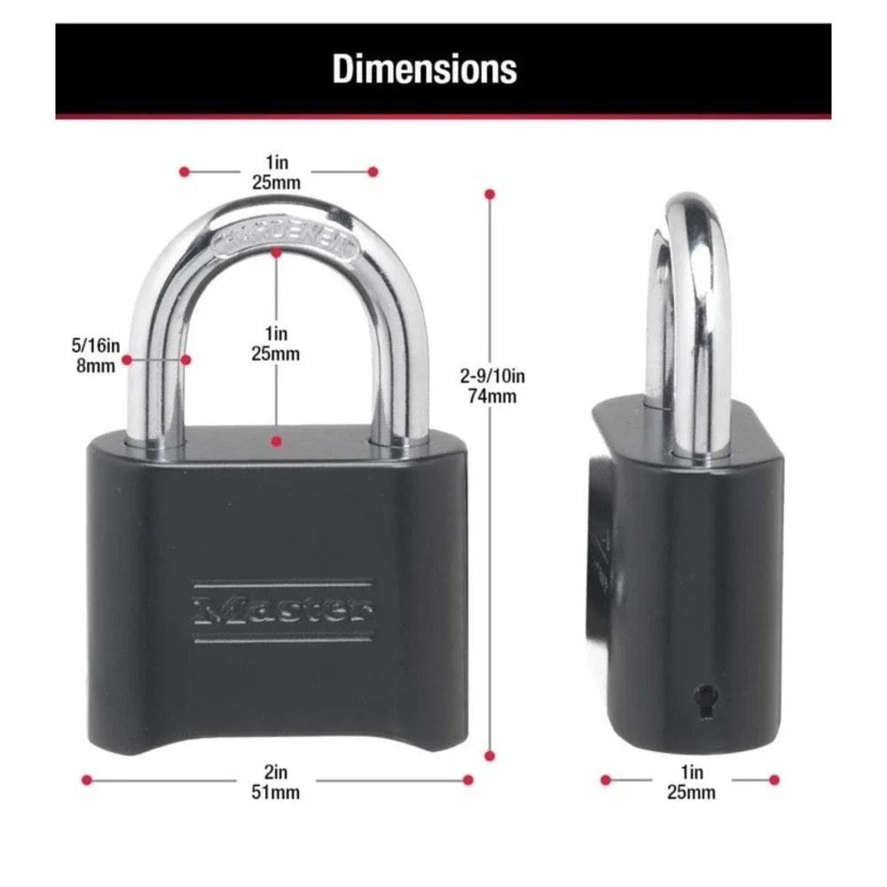 4 pack Master Lock Set Your Own Combination Padlock Black Resettable 178EC4‎